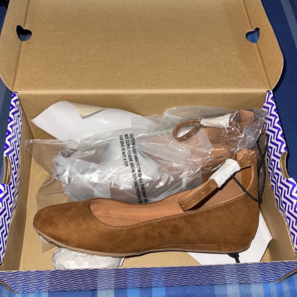 Brown Ankle Strap Flats